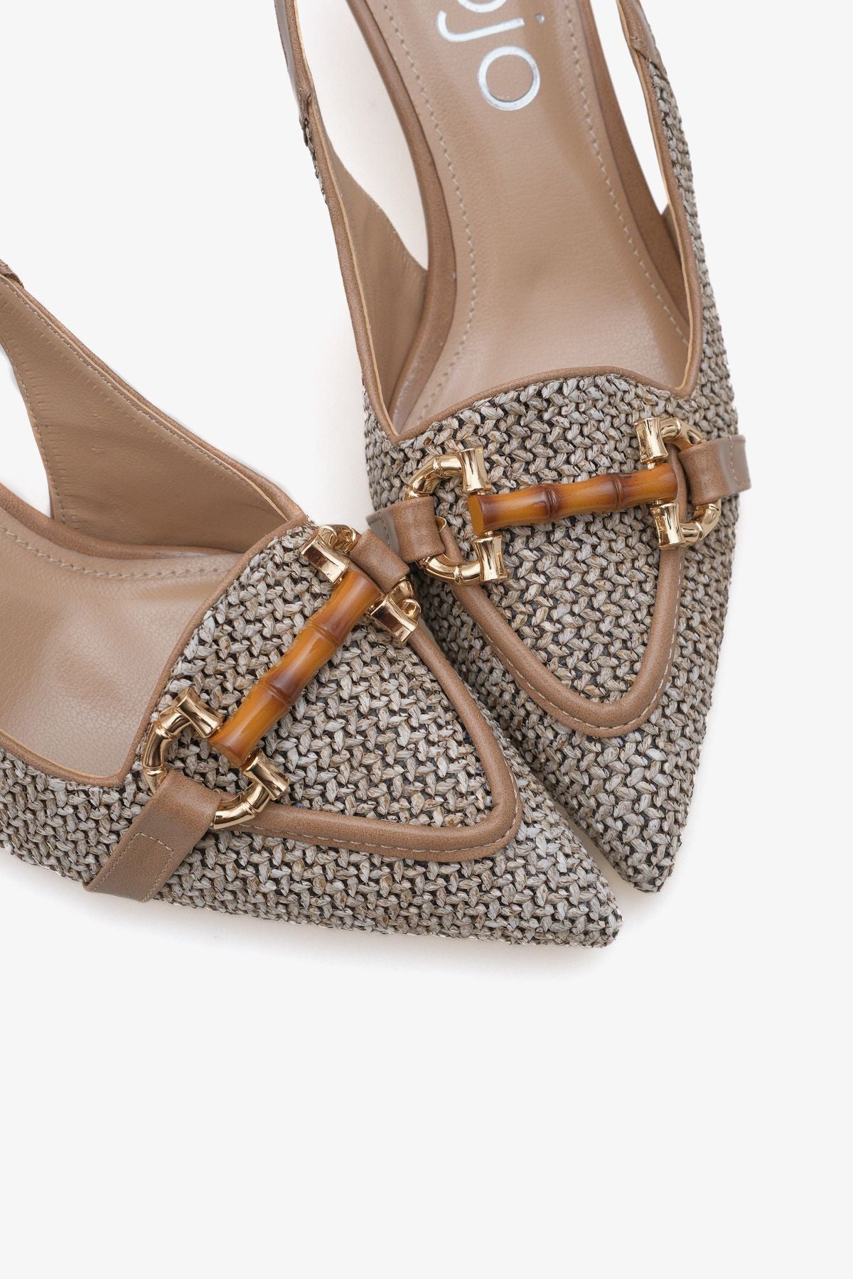 Kadın Tokalı Hasır Detaylı Sivri Burun Topuklu Ayakkabı Angela