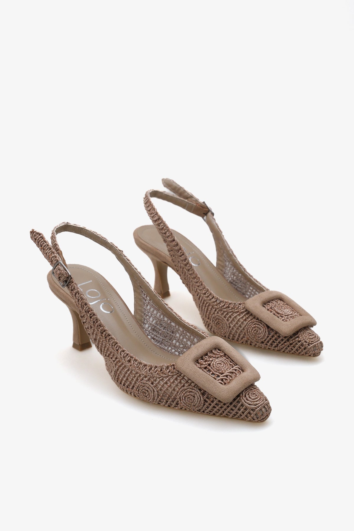 Kadın Topuklu Tokalı Arkası Açık Sivri Burun Topuklu Günlük Ayakkabı Lessi