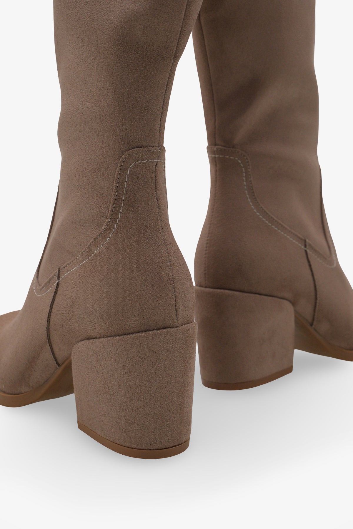 Kadın Topuklu Yandan Fermuarlı Günlük Çizme Bres Bej Süet