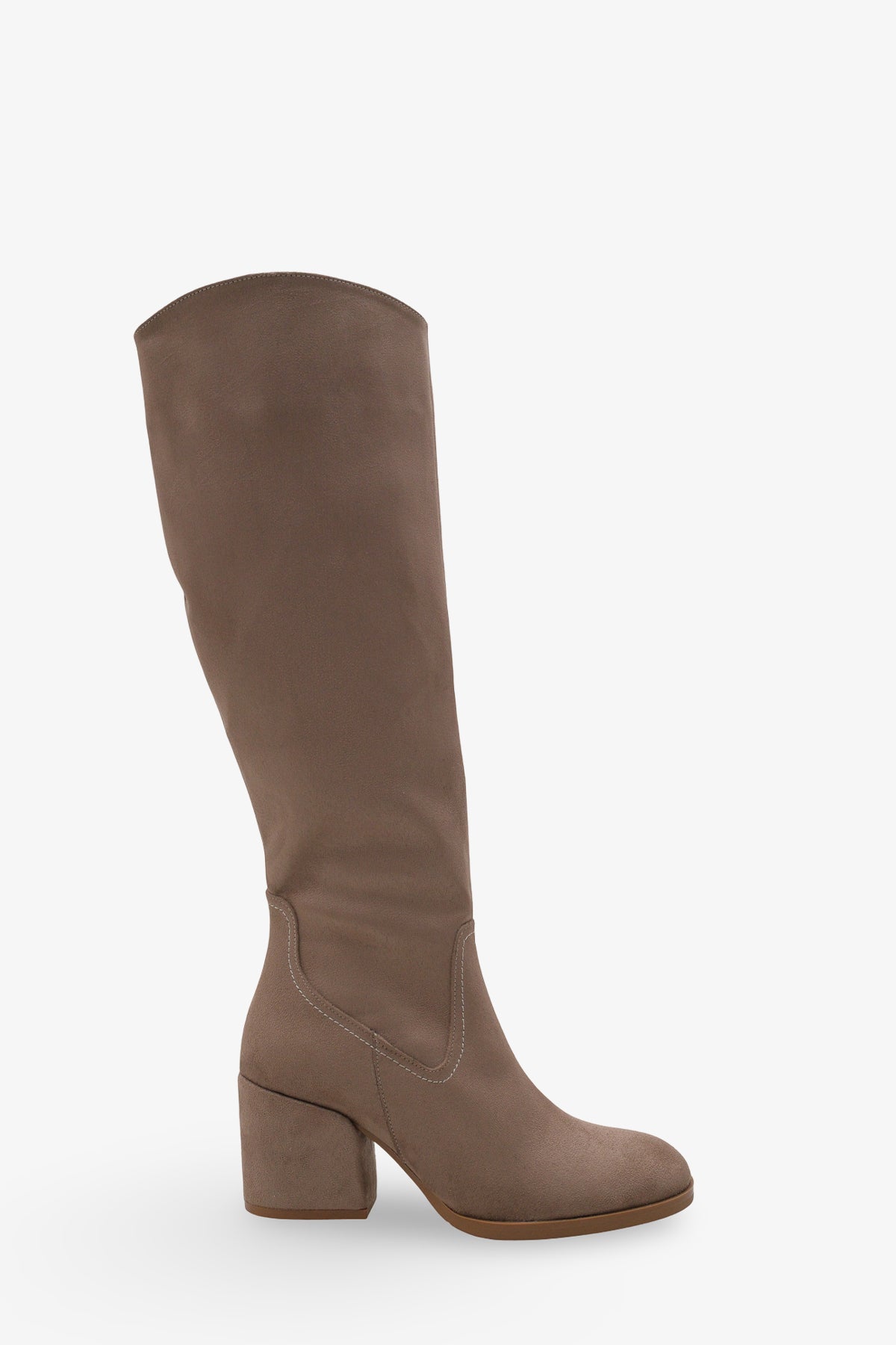 Kadın Topuklu Yandan Fermuarlı Günlük Çizme Bres Bej Süet