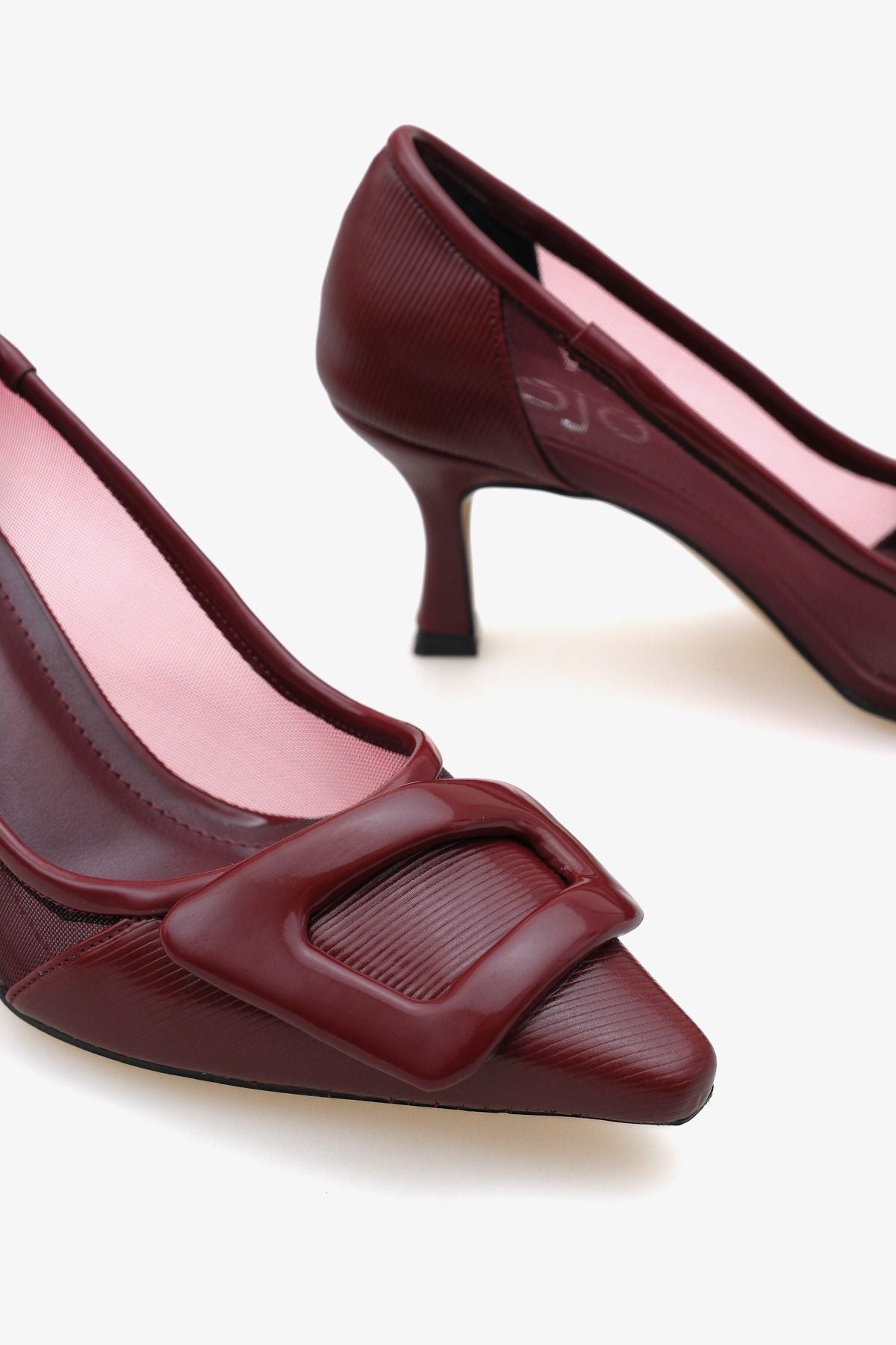 Kadın Tül Detaylı Tokalı Sivri Burun Günlük Stiletto Ninka Ekru