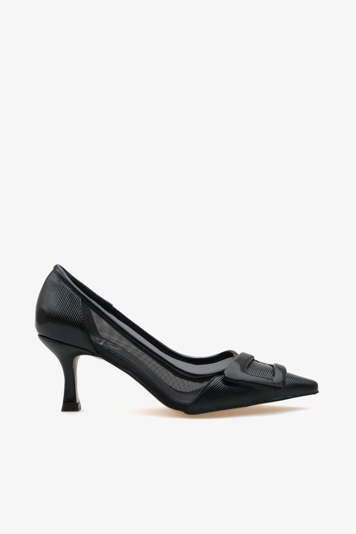 Kadın Tül Detaylı Tokalı Sivri Burun Günlük Stiletto Ninka Ekru
