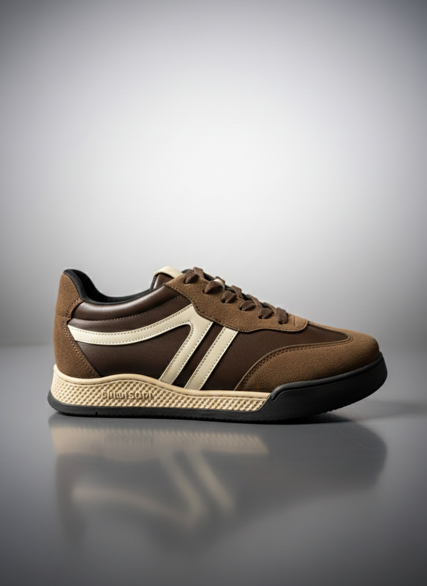 Kadın Bağcıklı Süet Detaylı Kalın Taban Günlük Spor Ayakkabı Elvigos Kahve