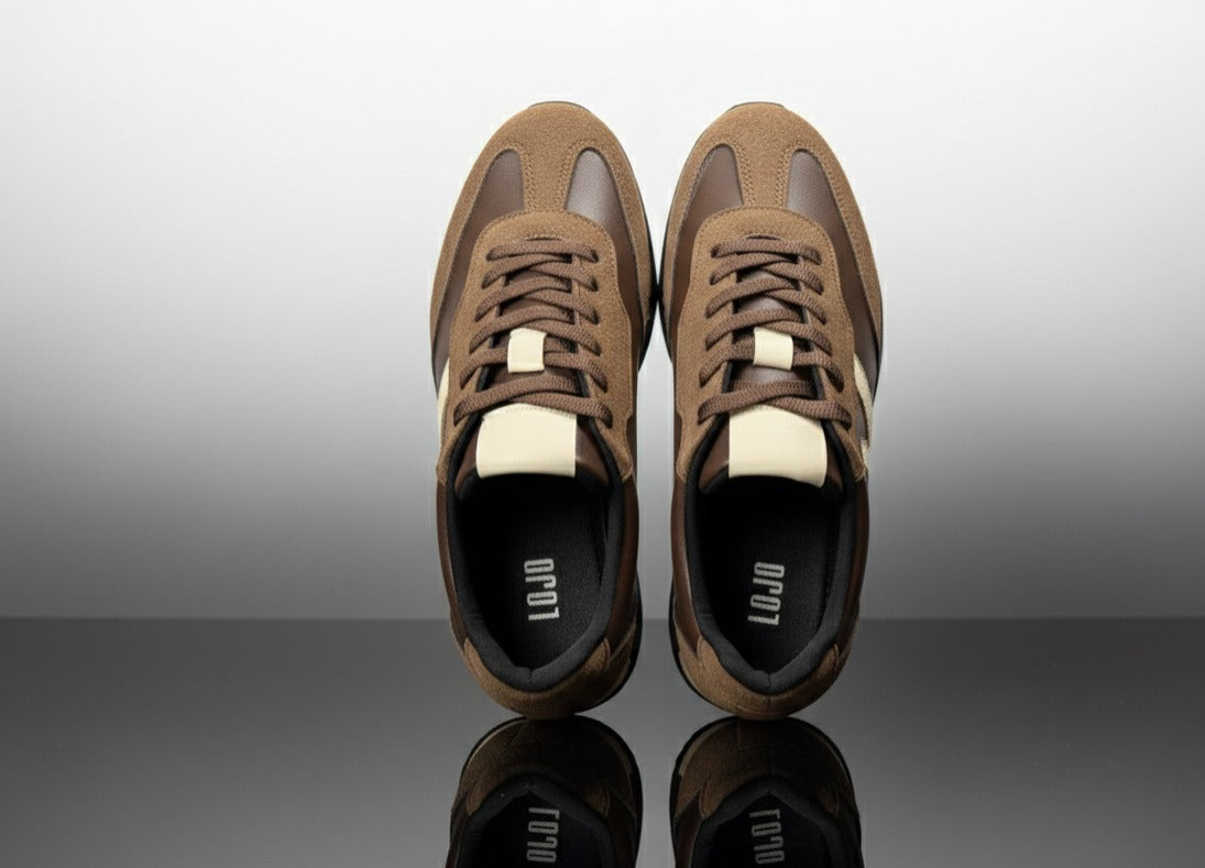 Kadın Bağcıklı Süet Detaylı Kalın Taban Günlük Spor Ayakkabı Elvigos Kahve