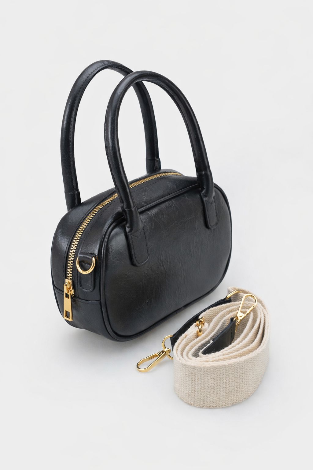 Kadın Fermuarlı El ve Omuz Çantası Posiare Siyah
