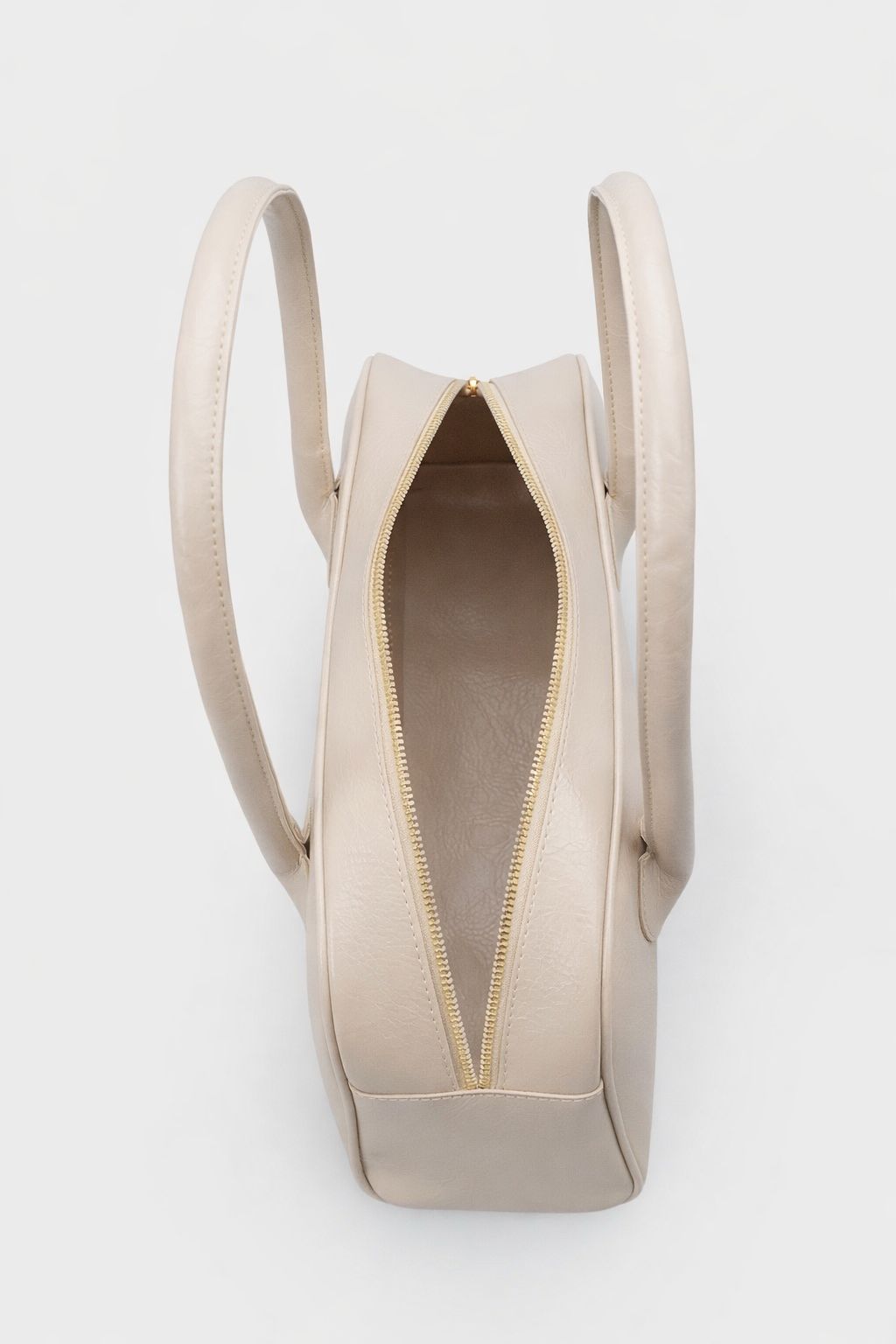 Kadın Gold Fermuar Kapama Dikişli Günlük Kol Çantası Lucenza Bej