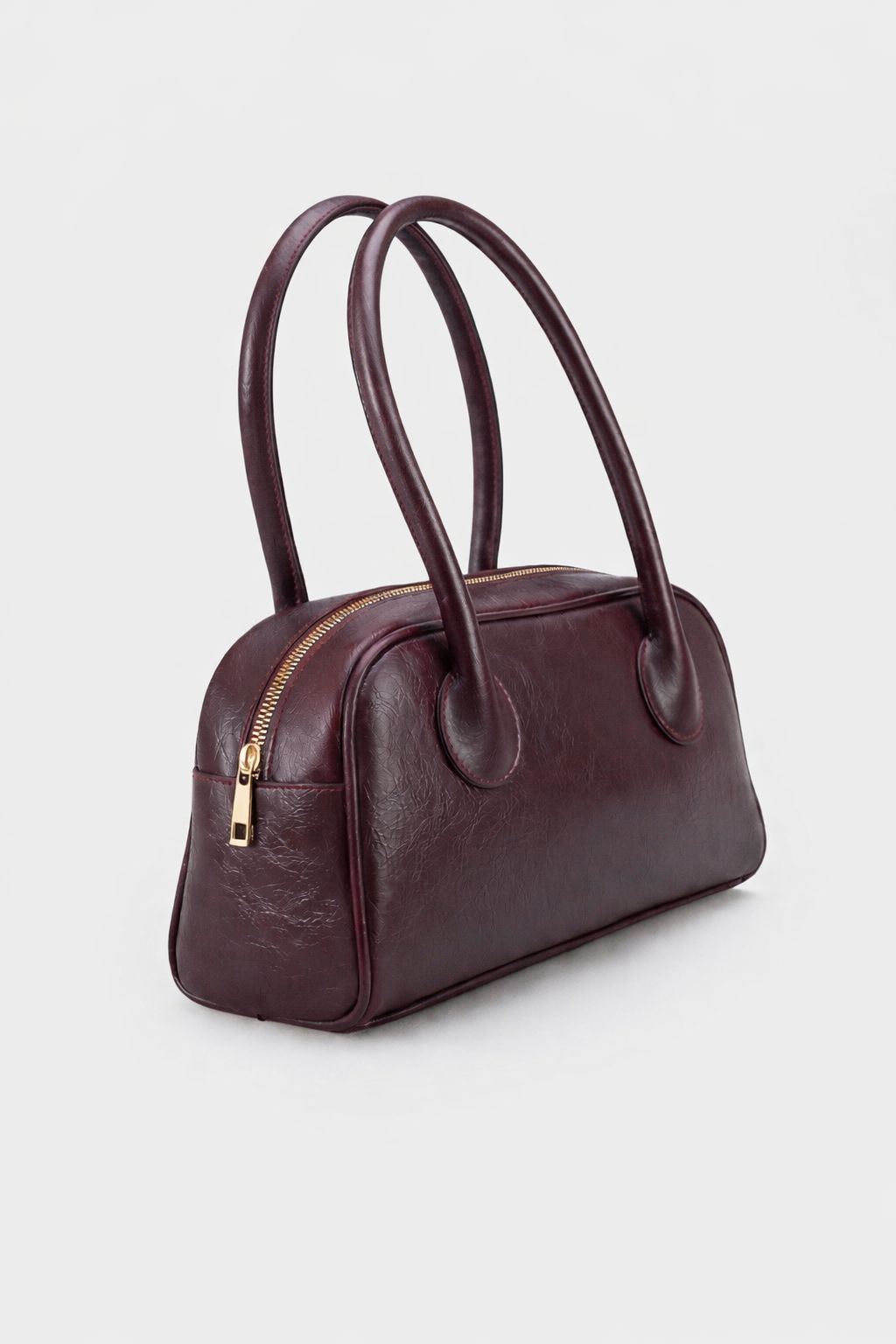 Kadın Gold Fermuar Kapama Dikişli Günlük Kol Çantası Lucenza Bordo