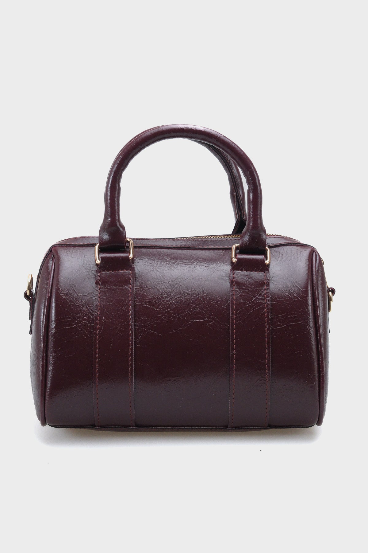 Kadın Gold Fermuarlı Dikişli El Ve Omuz Çantası Marelio Bordo