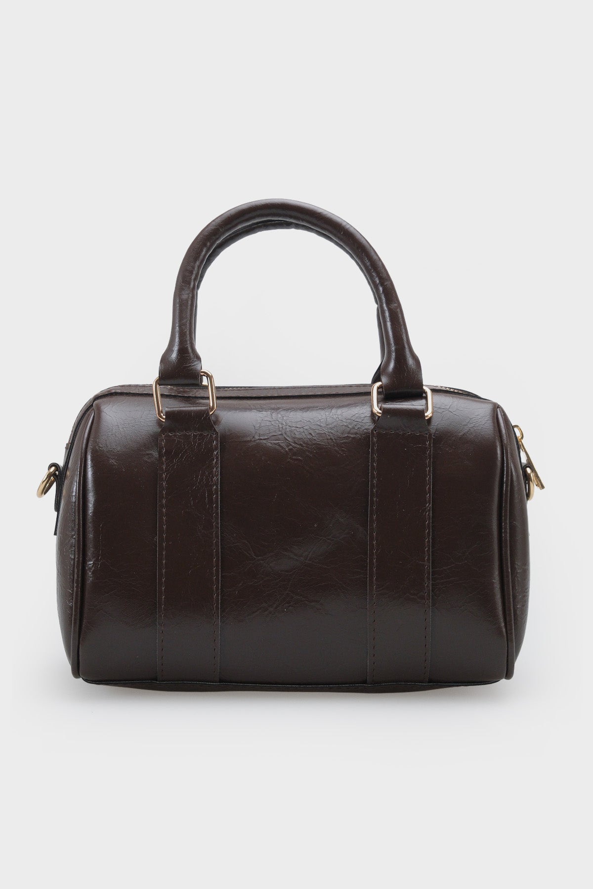 Kadın Gold Fermuarlı Dikişli El Ve Omuz Çantası Marelio Kahve