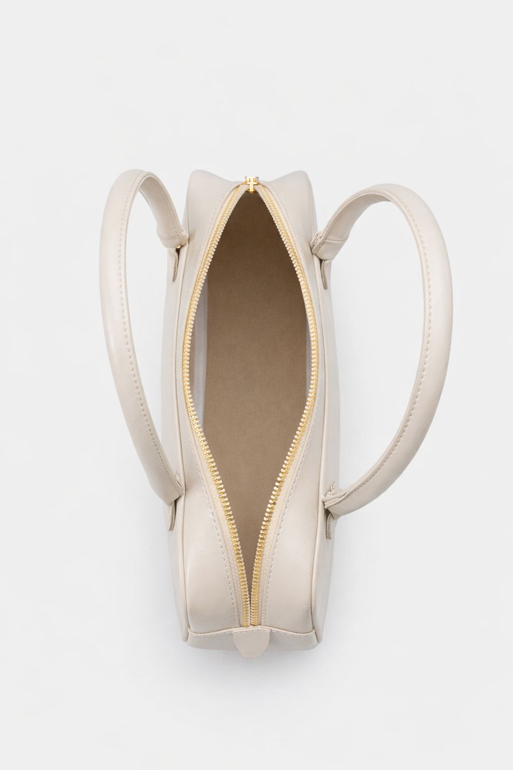 Kadın Gold Fermuarlı Dikişli Günlük Kol Çantası Livo Bej