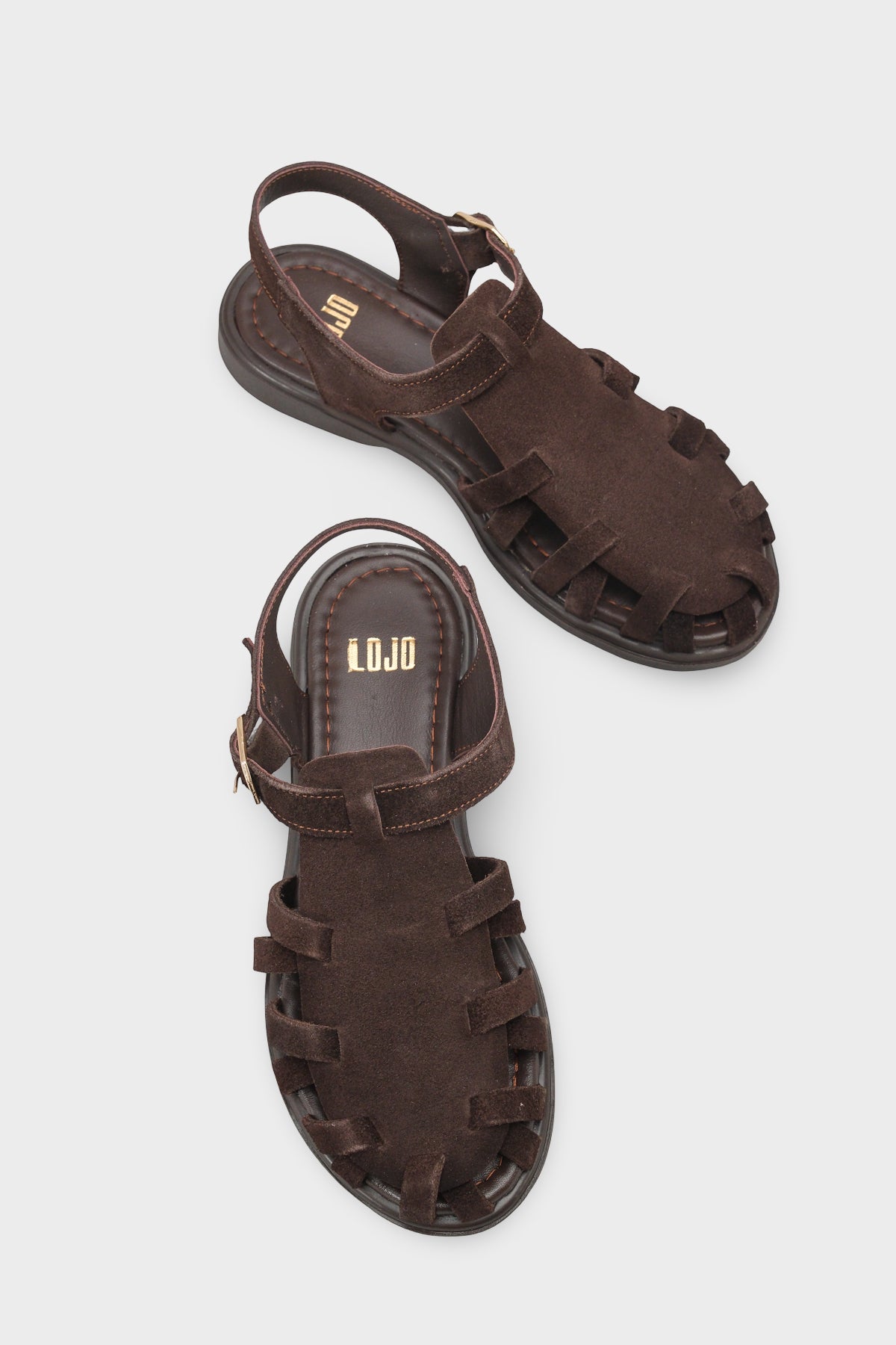 Kadın Hakiki Deri Günlük Comfort Sandalet Mitella Kahve Süet