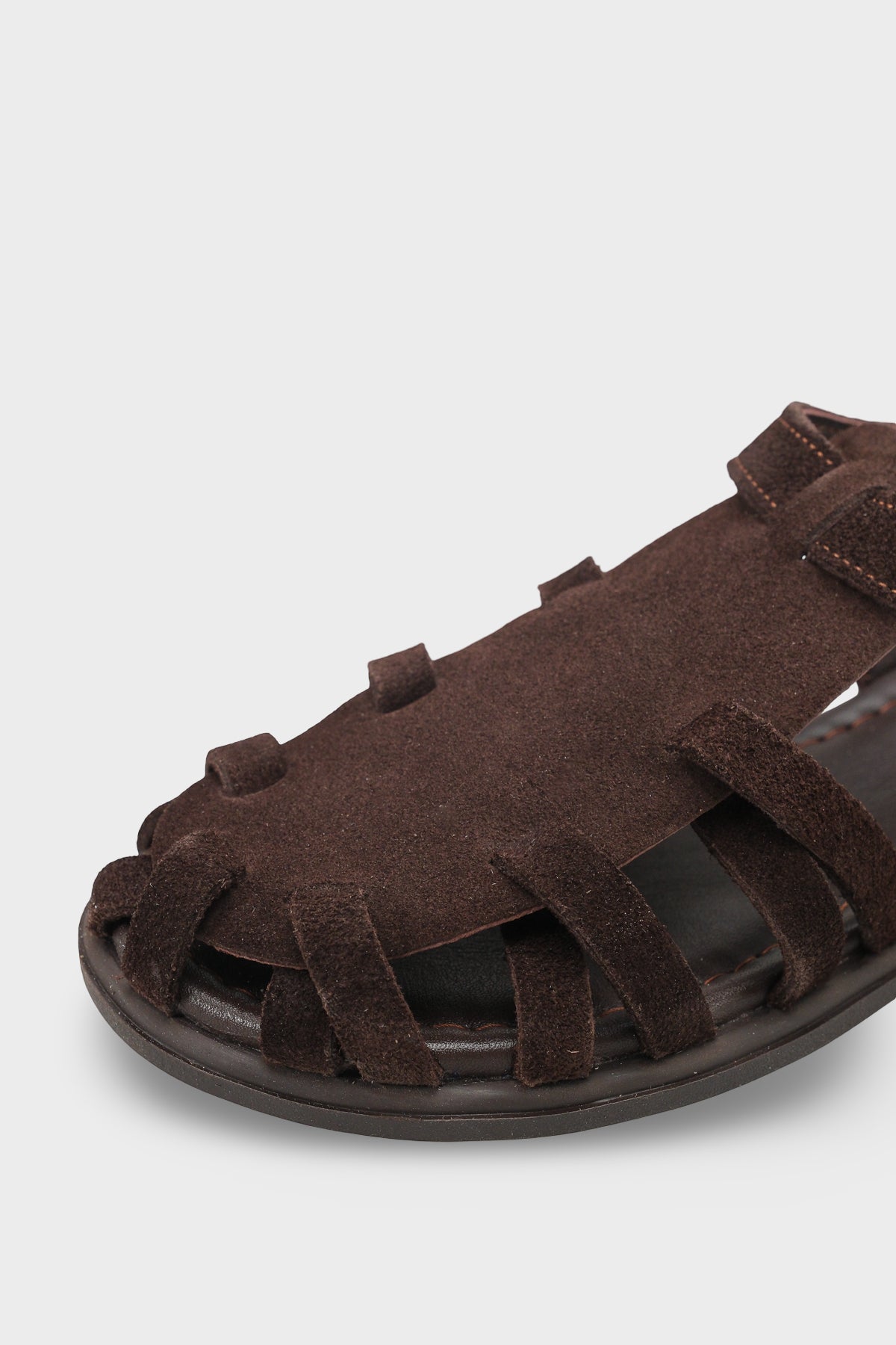 Kadın Hakiki Deri Günlük Comfort Sandalet Mitella Kahve Süet