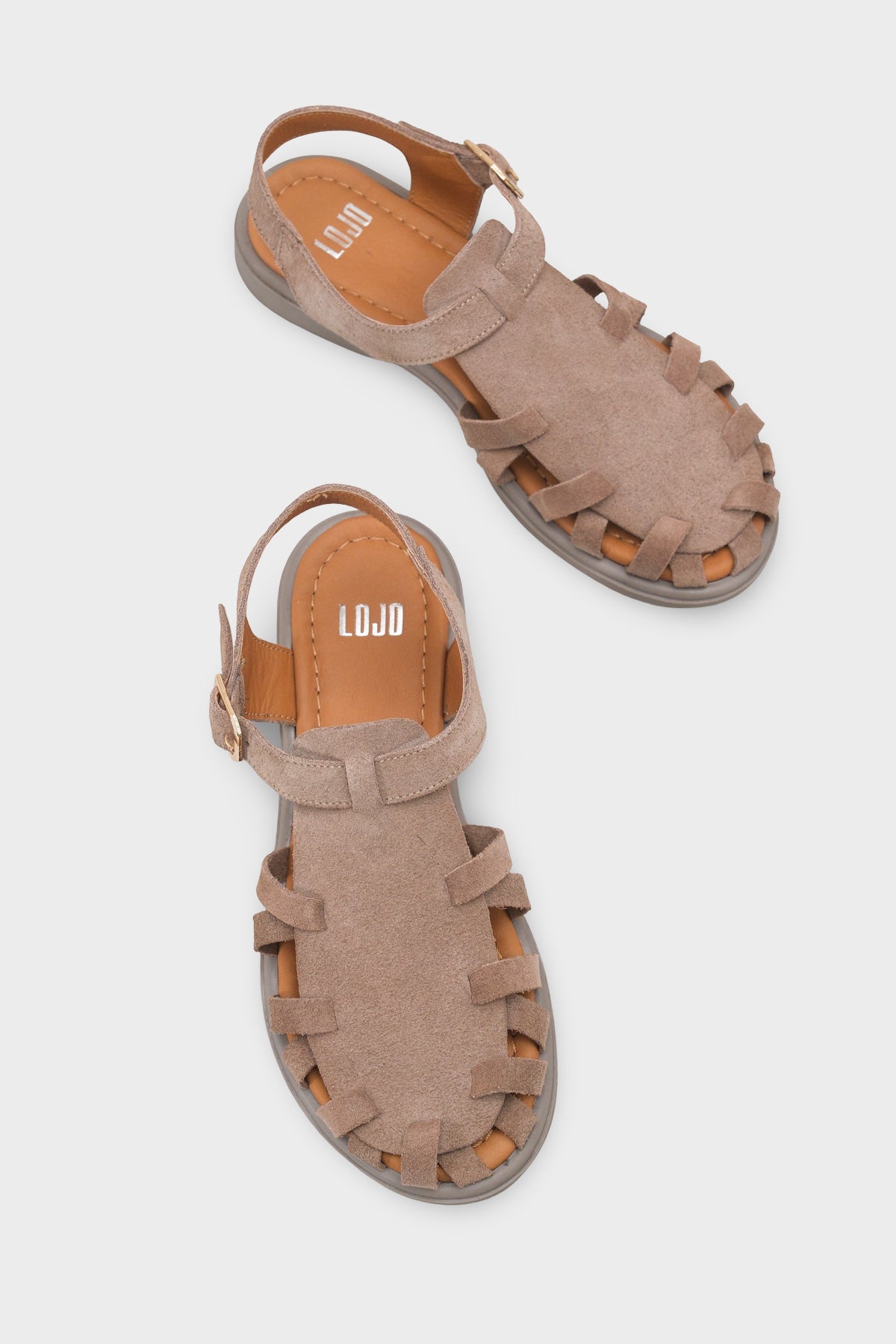 Kadın Hakiki Deri Günlük Comfort Sandalet Mitella Vizon Süet