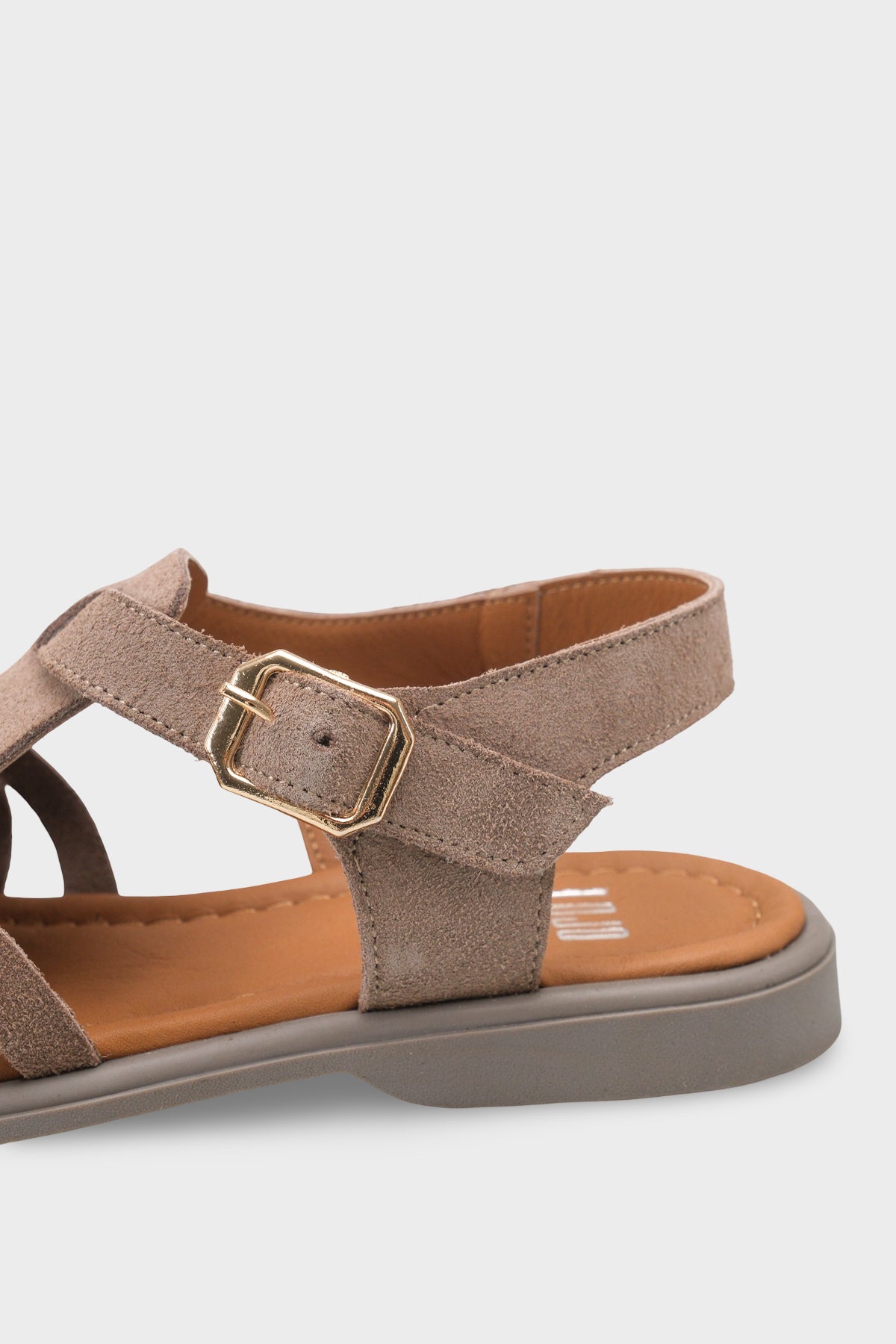 Kadın Hakiki Deri Günlük Comfort Sandalet Mitella Vizon Süet