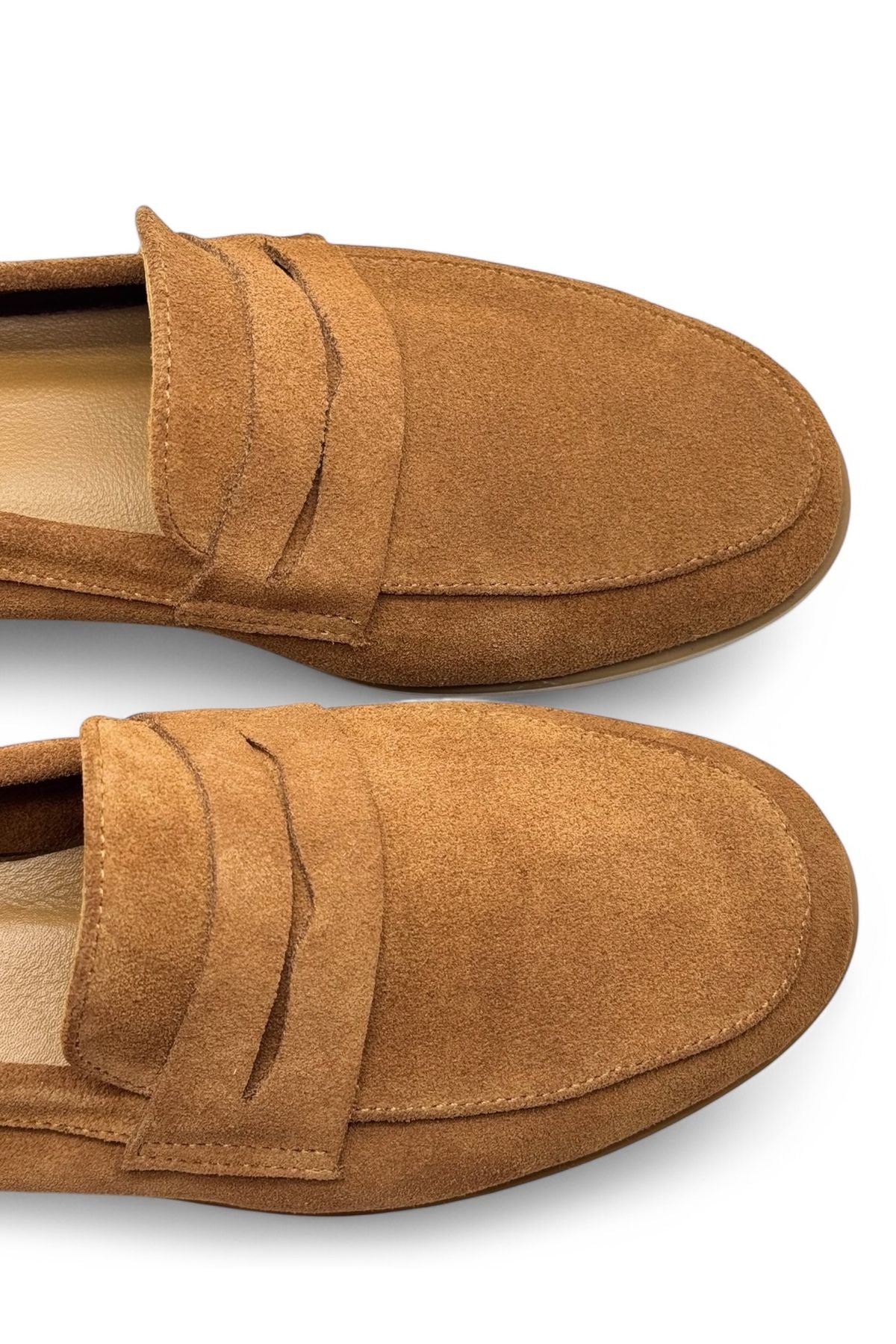 Kadın hakiki deri loafer günlük ayakkabı fabriano