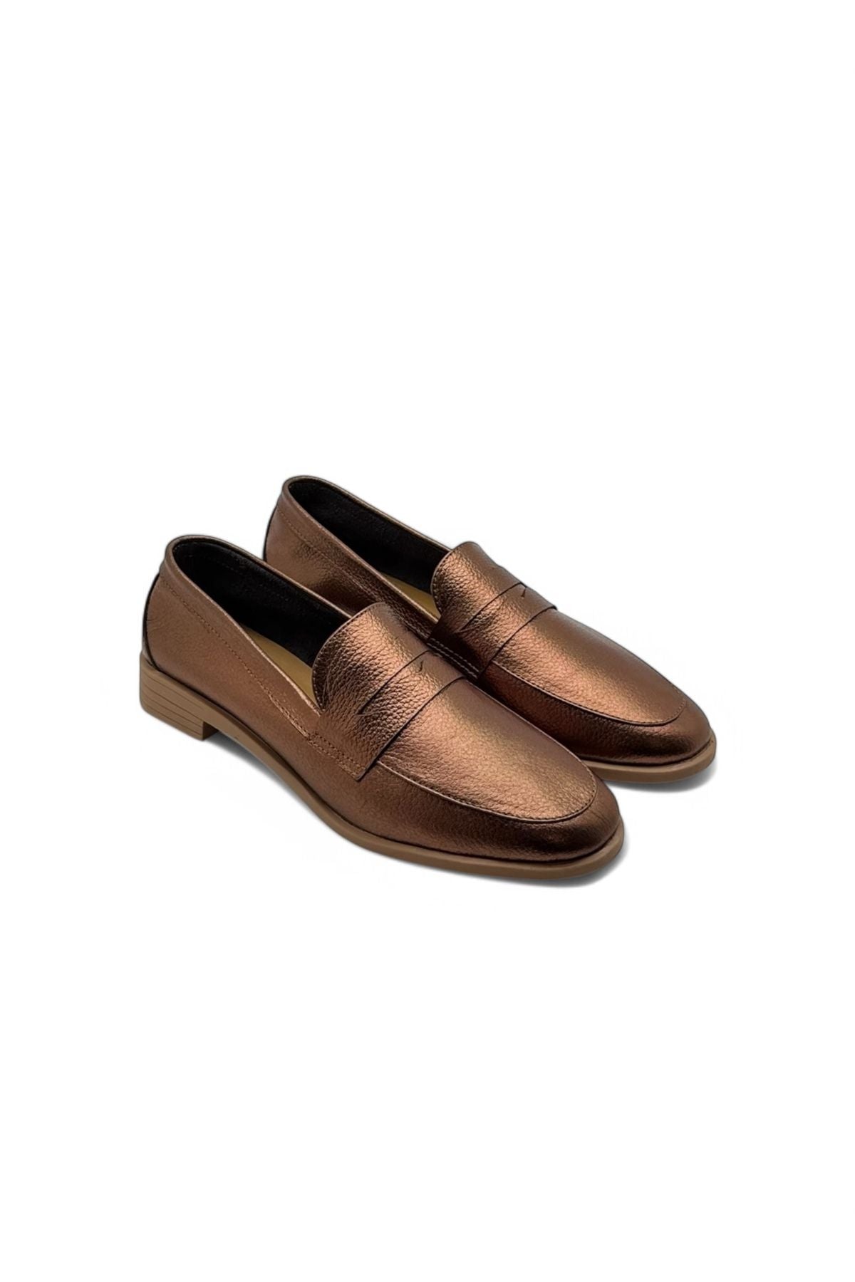 Kadın hakiki deri loafer günlük ayakkabı fabriano