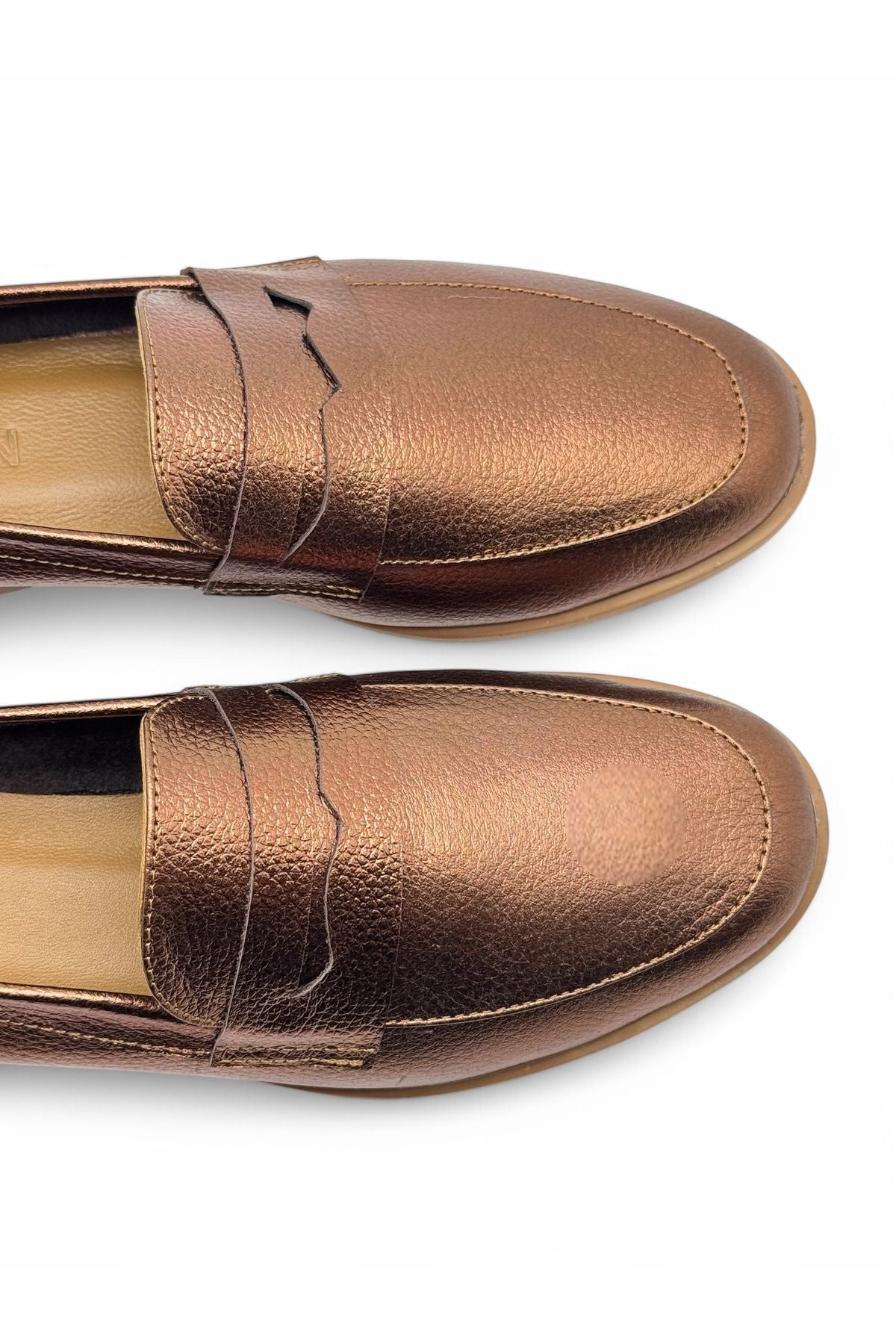 Kadın hakiki deri loafer günlük ayakkabı fabriano