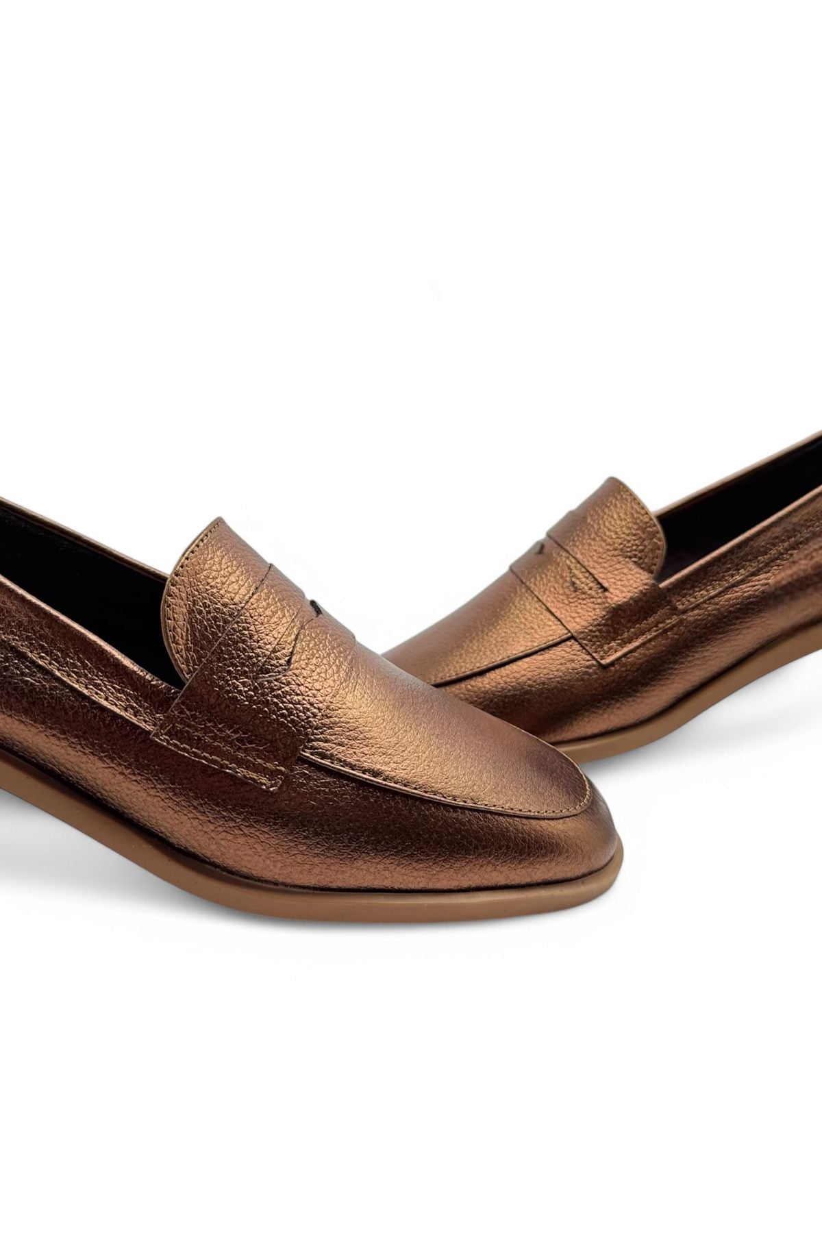 Kadın hakiki deri loafer günlük ayakkabı fabriano
