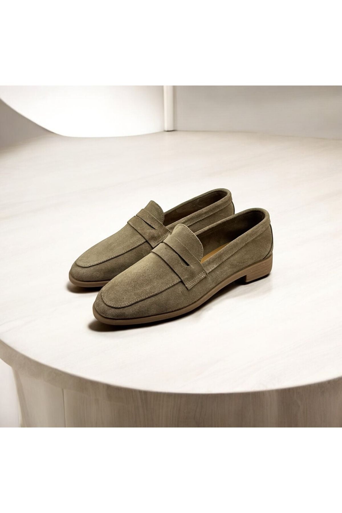 Kadın hakiki deri loafer günlük ayakkabı fabriano