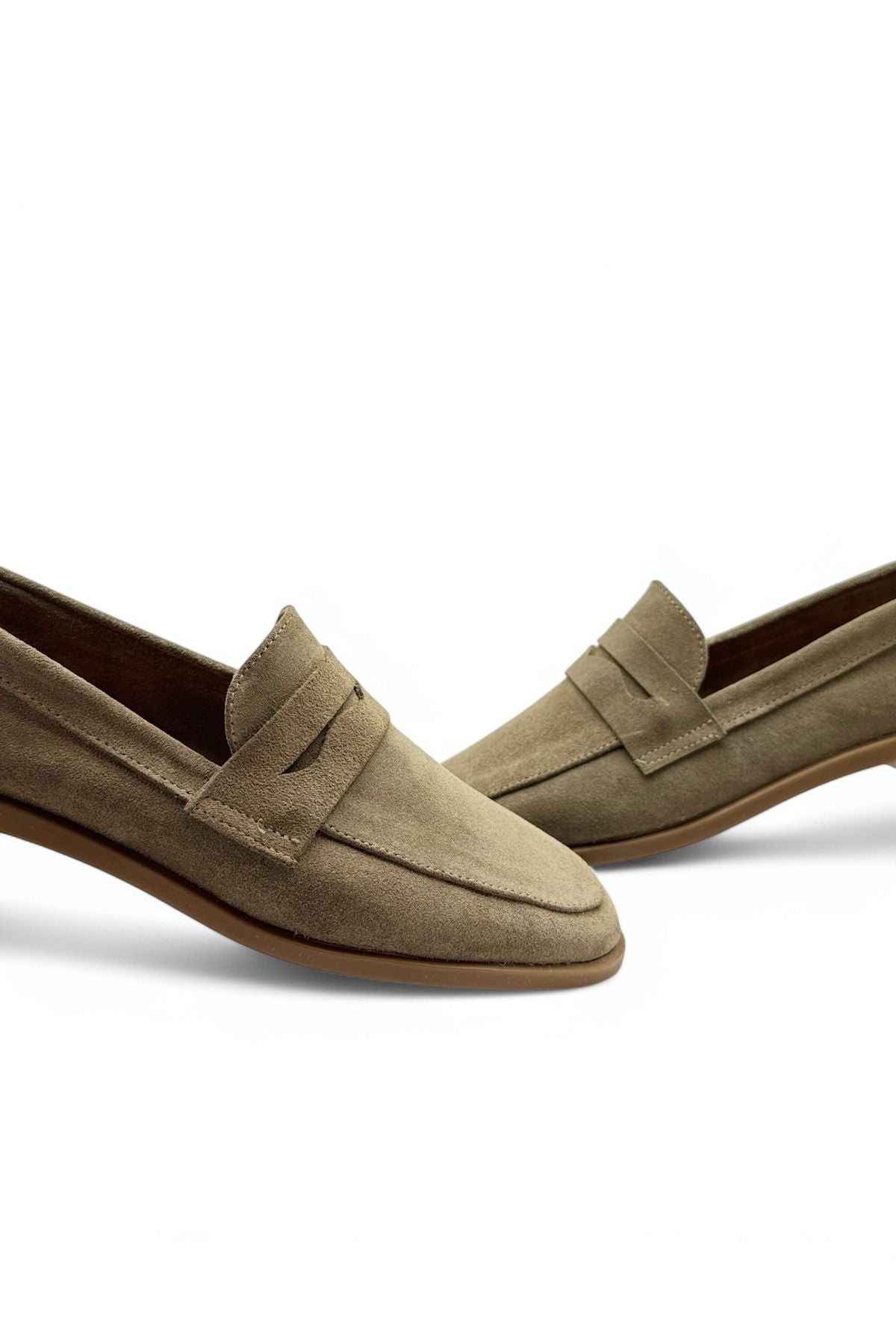 Kadın hakiki deri loafer günlük ayakkabı fabriano