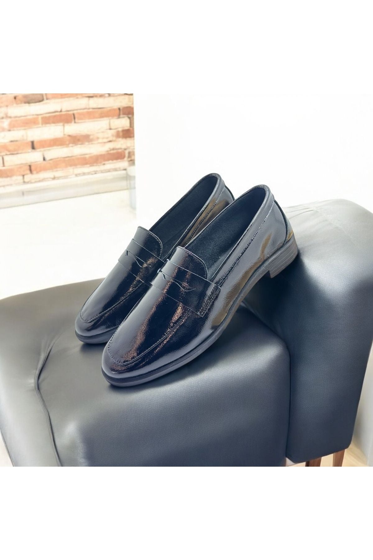 Kadın hakiki deri loafer günlük ayakkabı fabriano