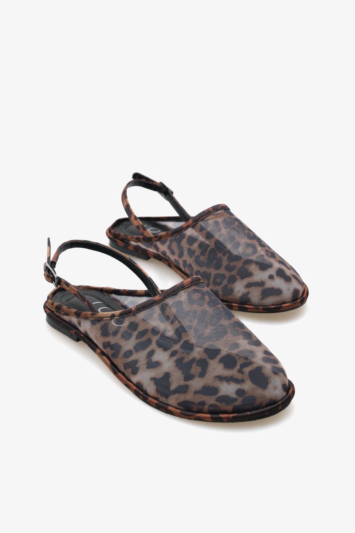 Kadın Ince Tül Arkası Açık Günlük Sandalet Ronsey Leopar
