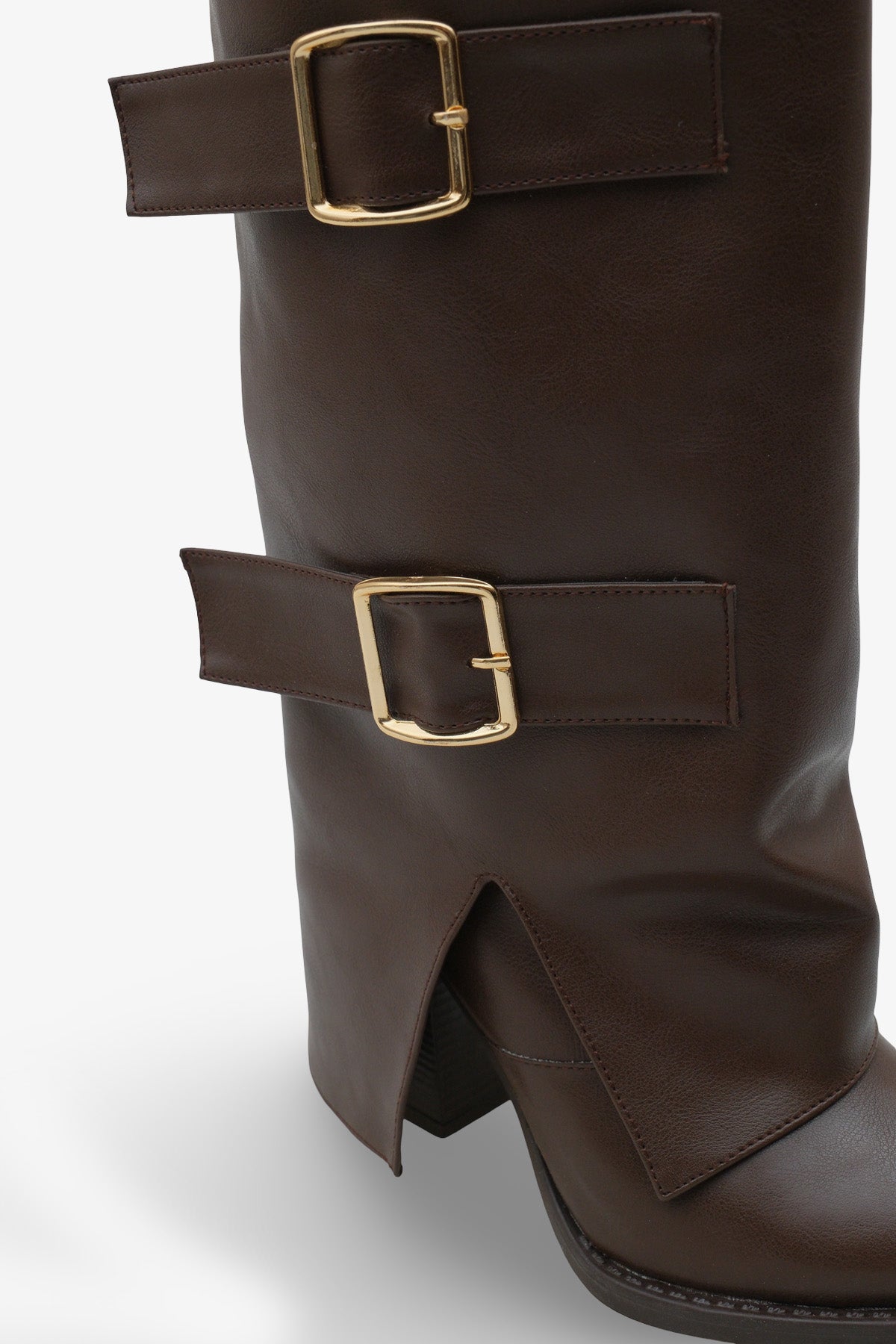 Kadın Kemer Detaylı Sivri Burun Çizme Asse Kahve