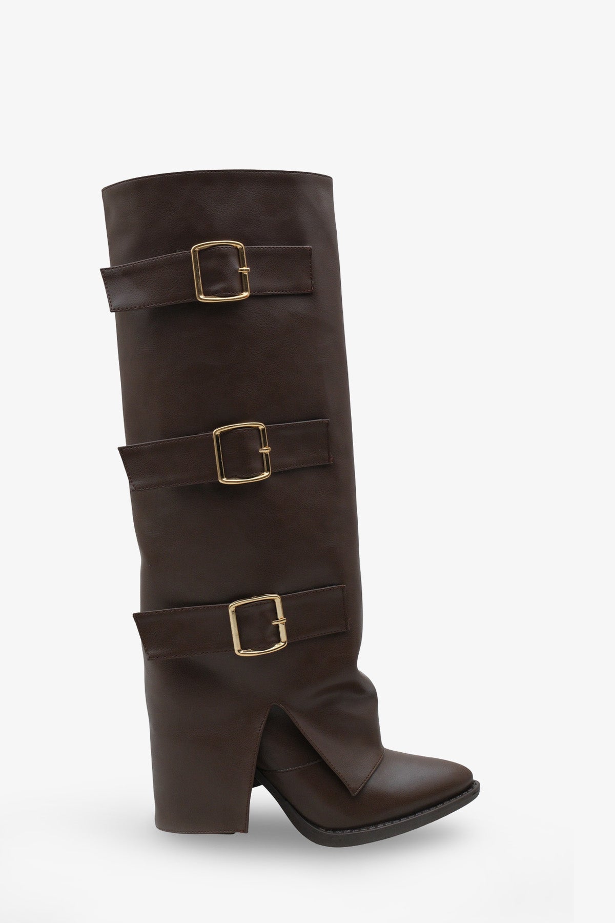 Kadın Kemer Detaylı Sivri Burun Çizme Asse Kahve