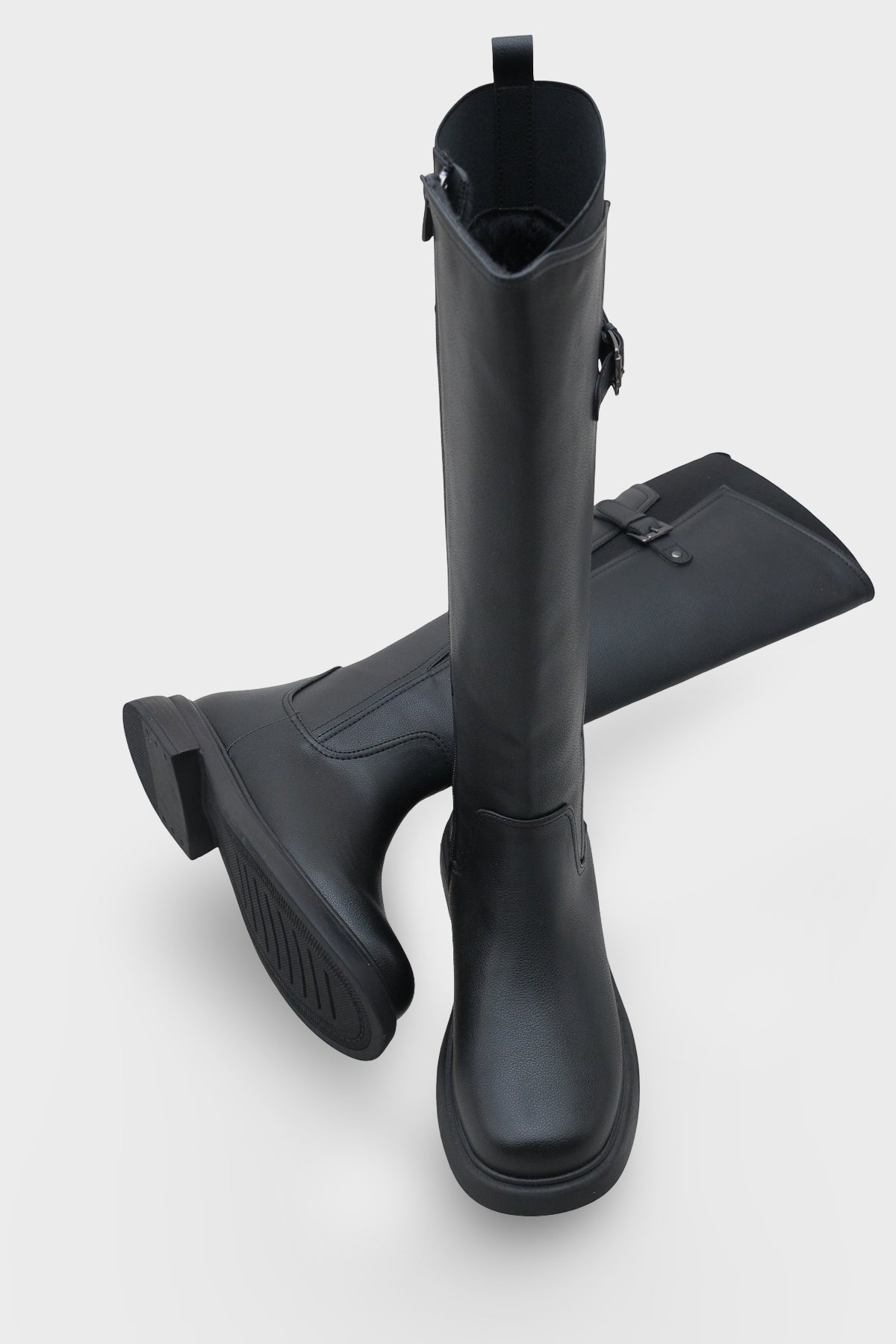 Kadın Kemer Tokalı Yandan Fermuarlı Günlük Çizme Elena Siyah