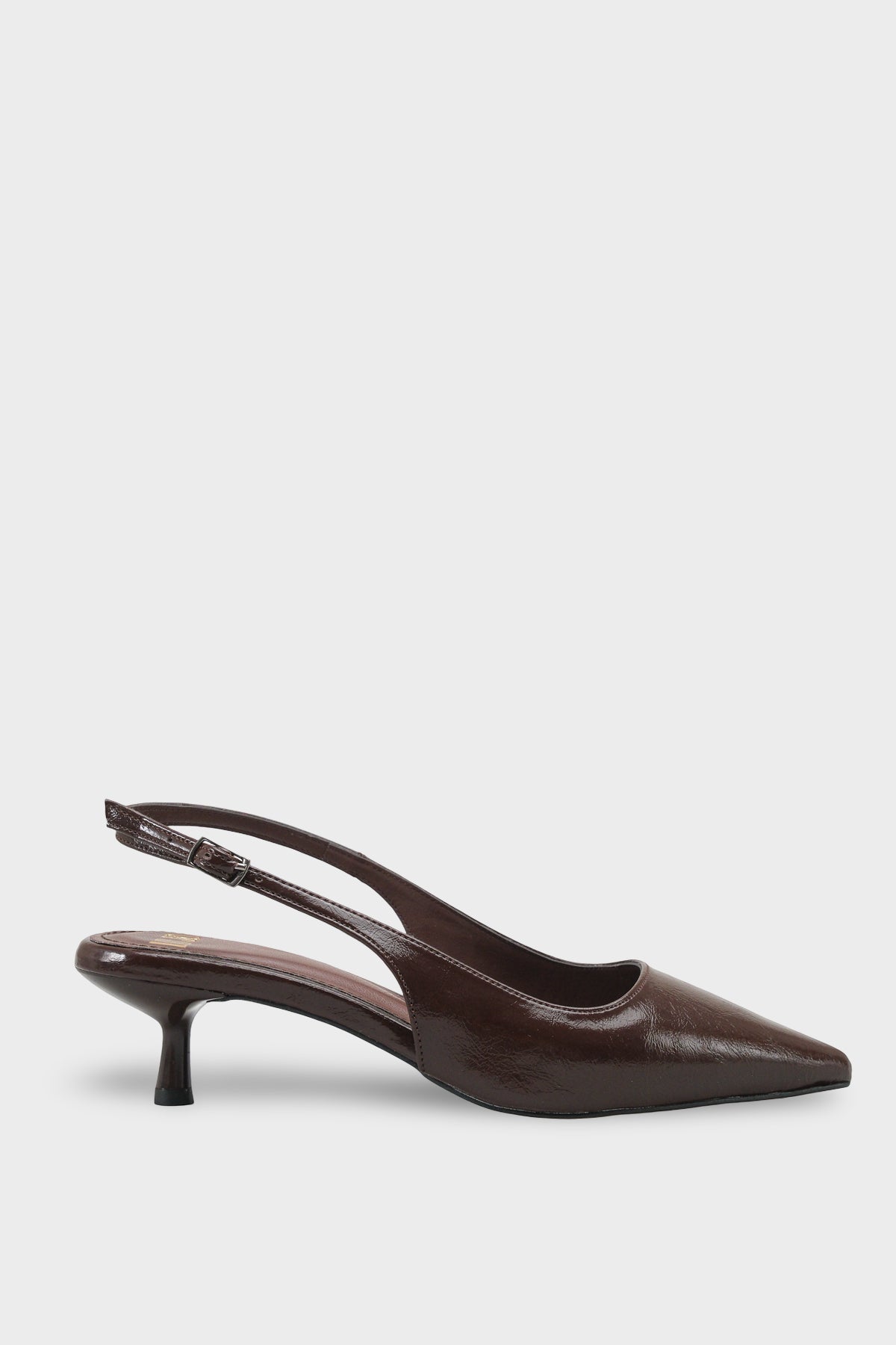 Kadın Sivri Burun Arkası Açık Günlük Topuklu Ayakkabı Mino Kahve