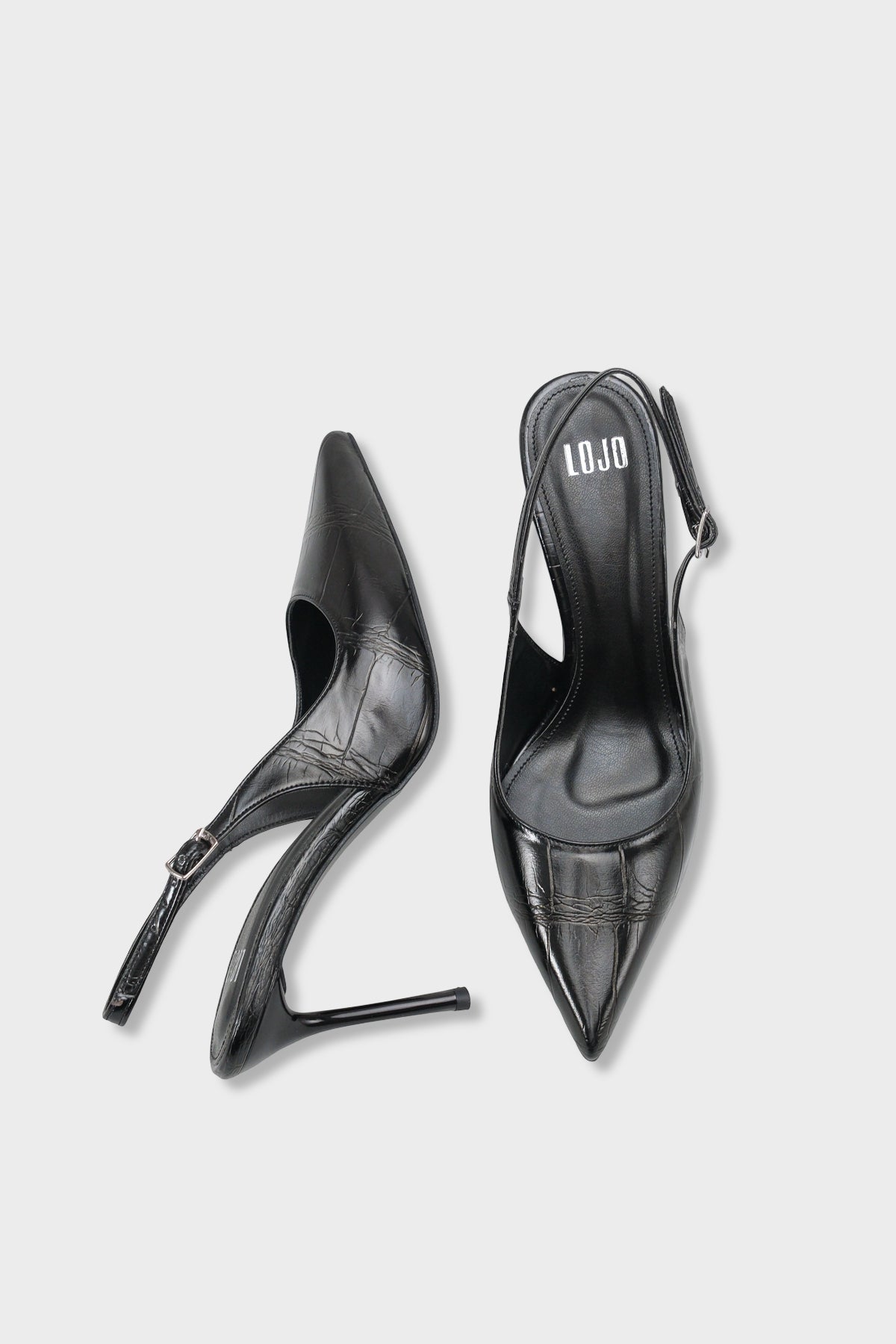 Kadın Sivri Burun Arkası Açık Günlük Topuklu Stiletto Nisiy Siyah Kroko