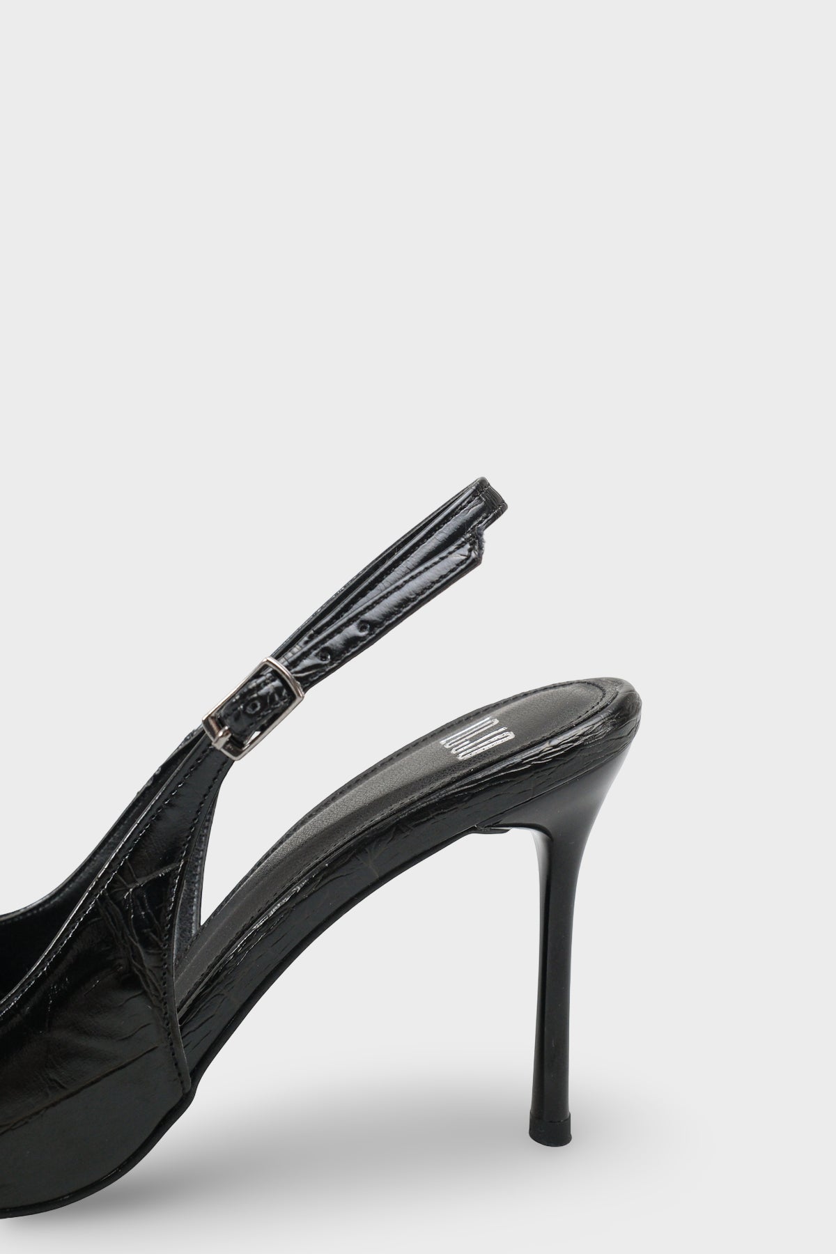 Kadın Sivri Burun Arkası Açık Günlük Topuklu Stiletto Nisiy Siyah Kroko
