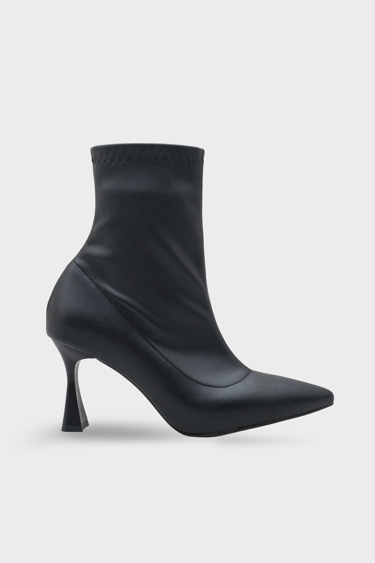 Kadın Sivri Burun Topuklu Streç Günlük Bot Kaliy Siyah