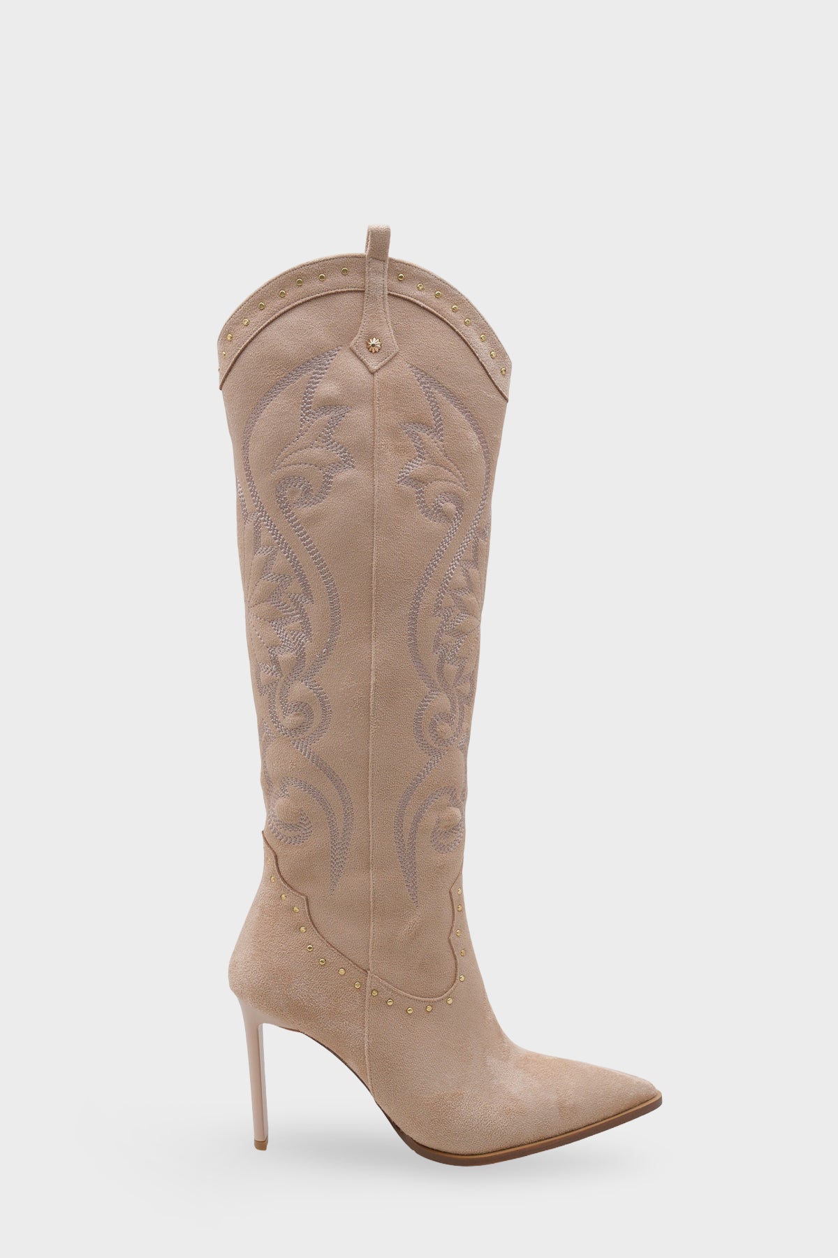 Kadın Sivri Burun Western Kovboy Topuklu Günlük Çizme Hislev Kahve