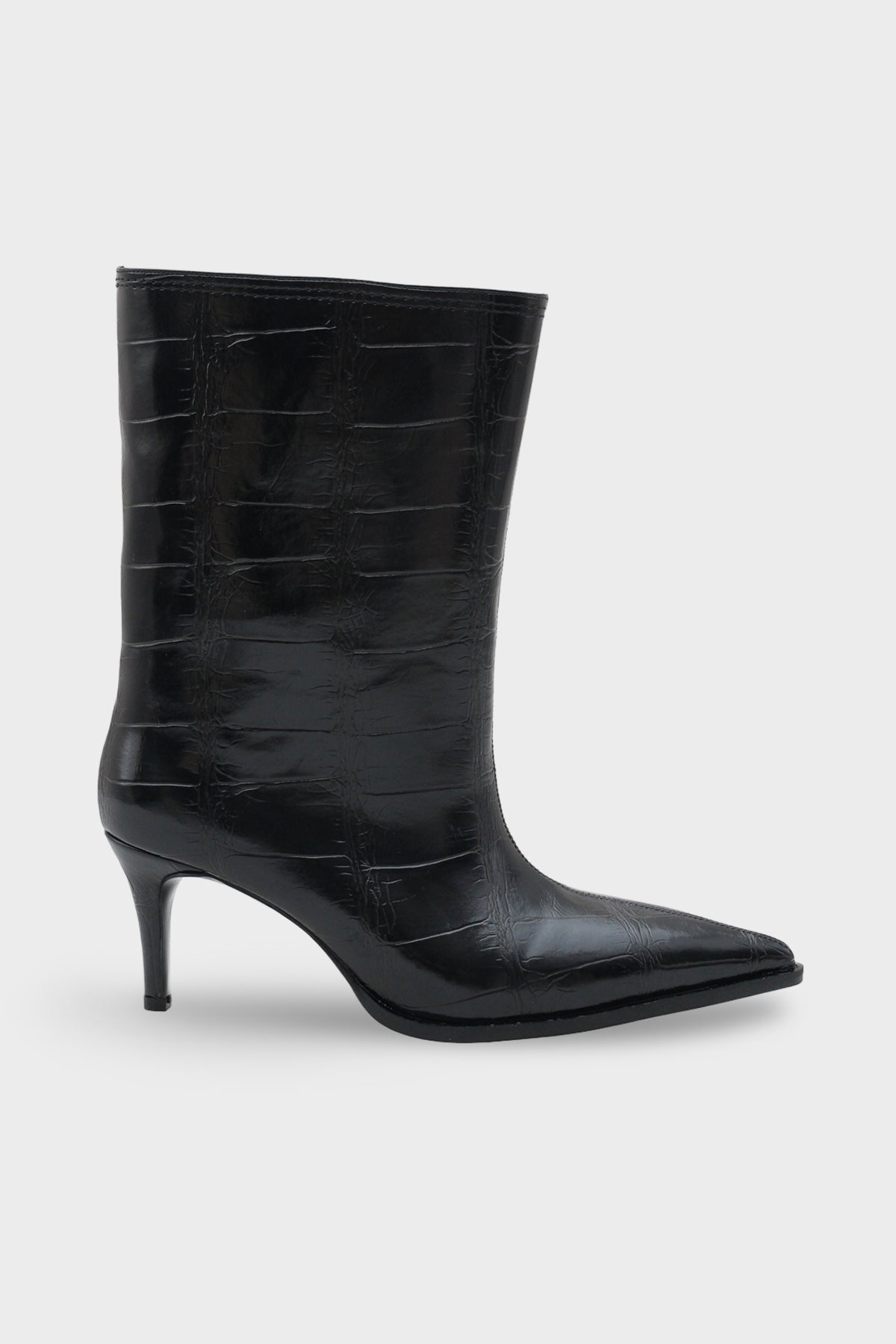 Kadın Sivri Burun Yılan Desenli Günlük Topuklu Bot Kyra