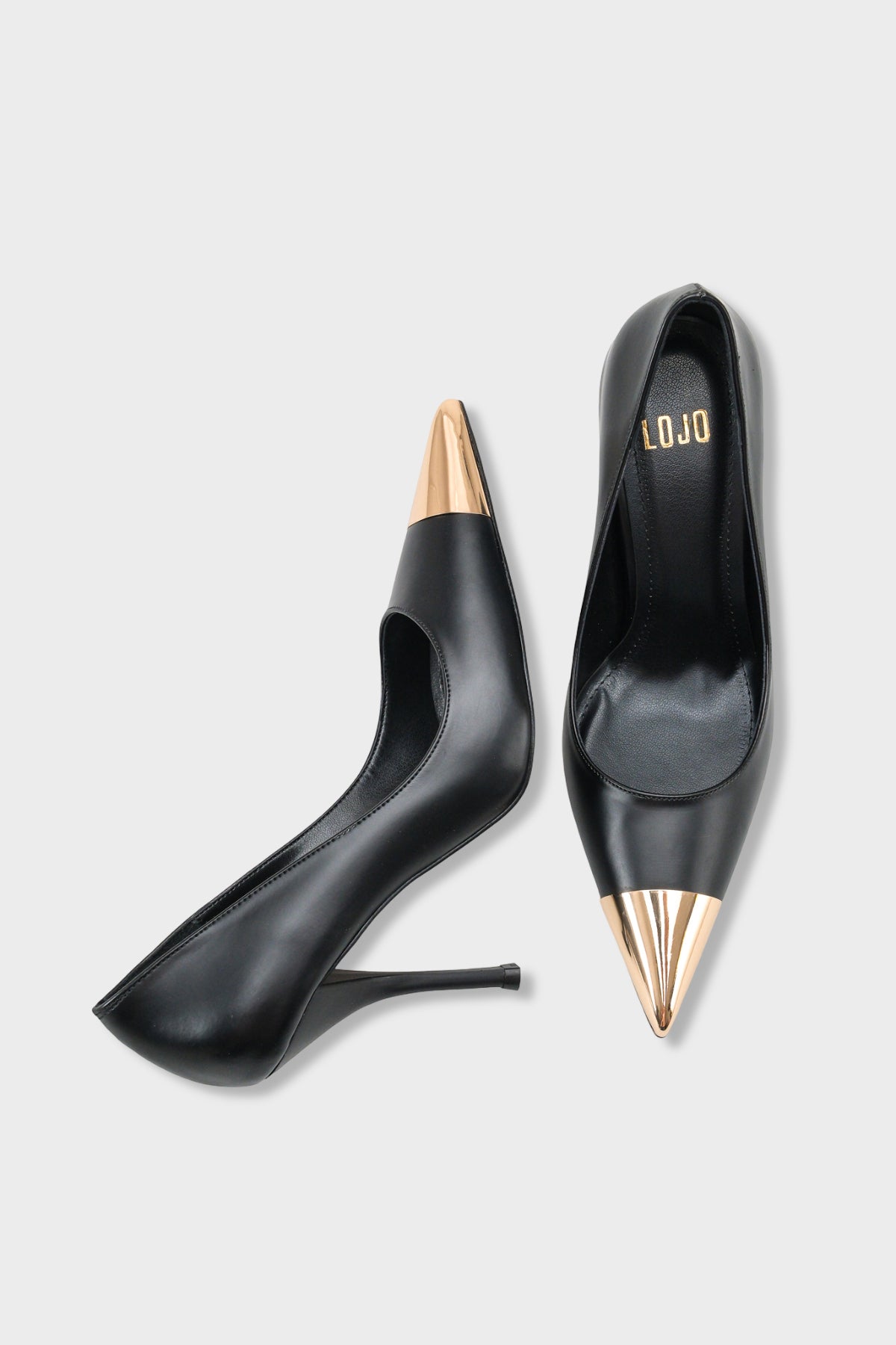 Kadın Stiletto Sivri Burun Altın Metal Toka Detaylı Günlük Topuklu Ayakkabı Diena Siyah