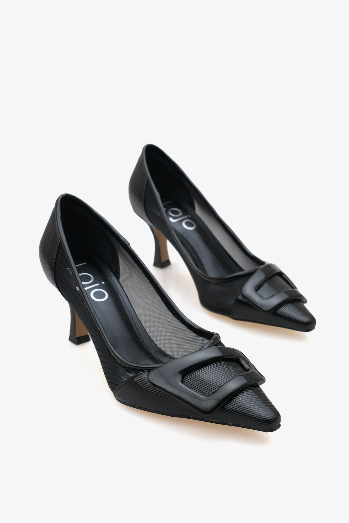 Kadın Tül Detaylı Tokalı Sivri Burun Günlük Stiletto Ninka Ekru